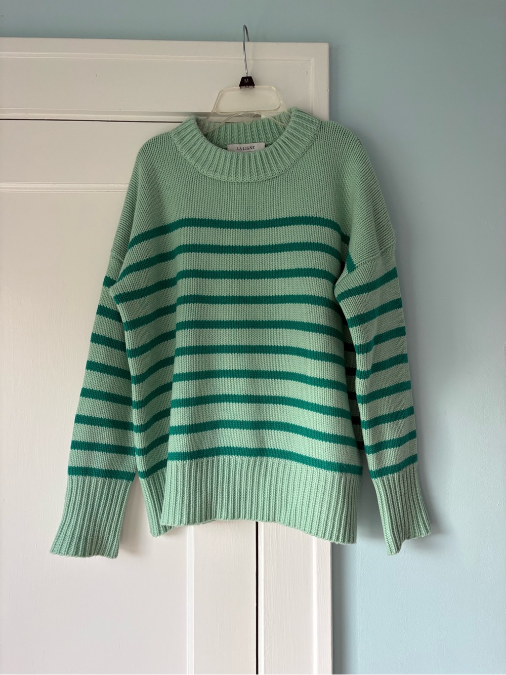 La Ligne "Marin" Wool Cashmere Sweater Rare Mint/Emerald Green Preppy Coastal